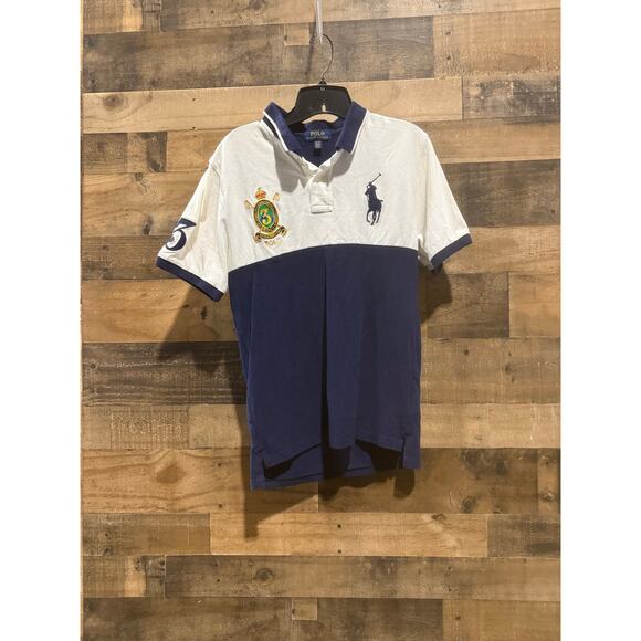 Polo Ralph Lauren Classic Fit Big Pony Polo Shirt-White & Navy Blue-XL - Picture 2 of 9